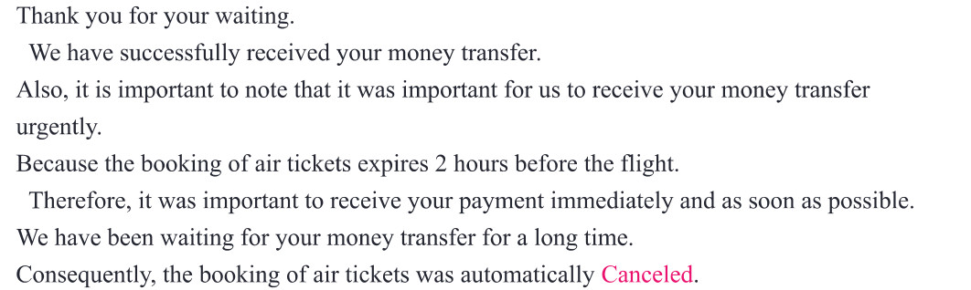 Receipt, booking expiry and cancellation in the same email — E50